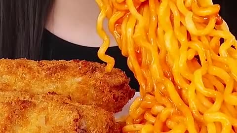 Tomato Spaghetti Ramen Cheese Pork Cutlet #zoeyasmr #zoeymukbang #bigbites #mukbang #asmr #food #먹방