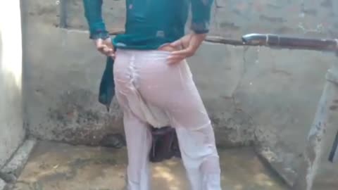 Village Life, village girl, taking a shower with my leg up