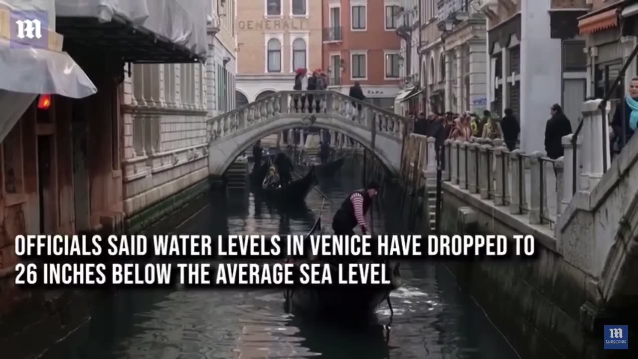 Canals have dried up in Venice due to rare tide