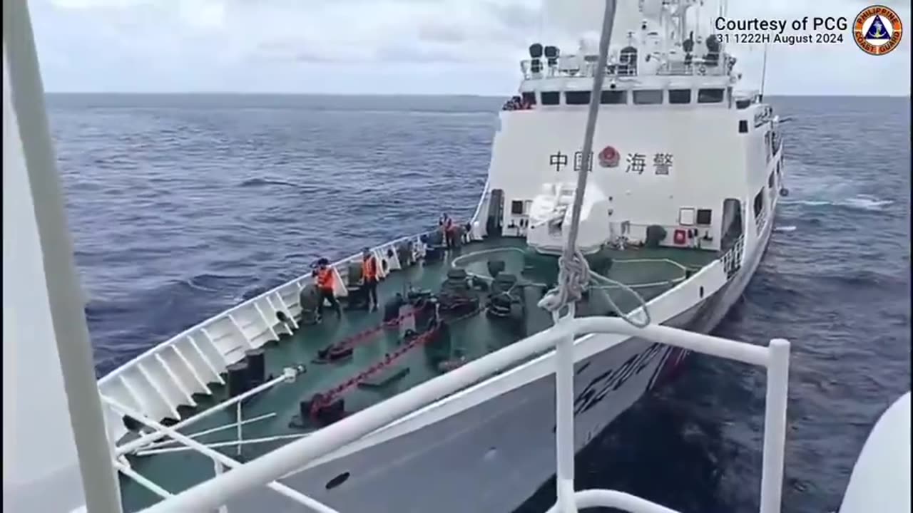 A Chinese Coast Guard vessel has rammed a Philippine Coast Guard near the Escoda Shoal