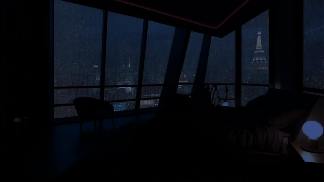 Cozy Rainy Room Ambience with Thunderstorm & Rain Sounds for Sleeping & Relax