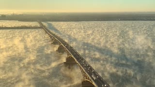 Mesmerizing Timelapse Over a Misty Saratov Bridge