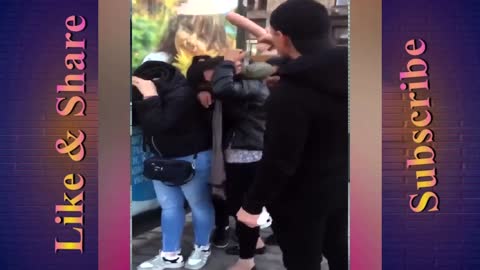 Man Finds out his using Woman Dildo beats her on the Streets with Girlfriends