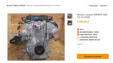 Moteur complet INFINITI Q50 3.5 V6 VQ35