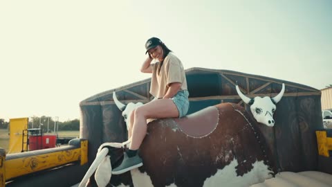 Hannah Barron Rides a Mechanical Bull!