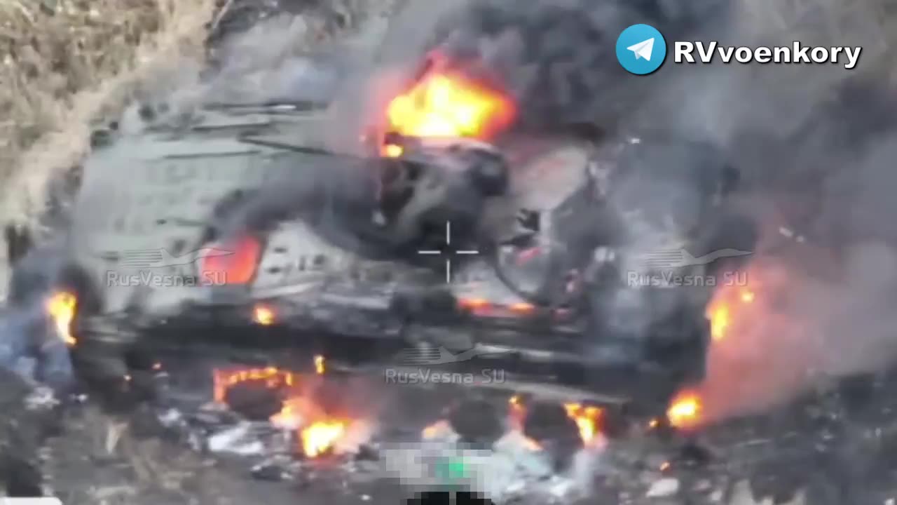 German made armored vehicles of the Ukrainian army burning in Kursk region