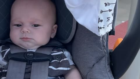 Baby Reacts to Bumpy Ride in Shopping Cart