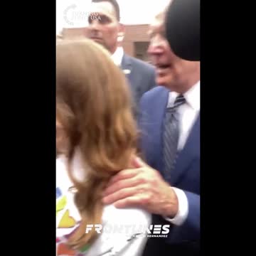 Biden getting handsy and creeping out kids again, watch as his handlers move on the guy recording.