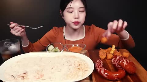 Sausage & Cream Pasta Mukbang Asmr