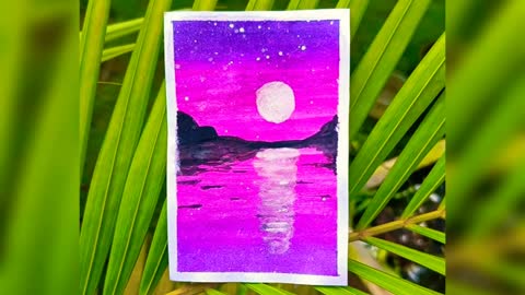 Watercolor - Easy Moonlight Scenery #shorts #ytshorts #mansikaushal #watercolourscenery #scenery