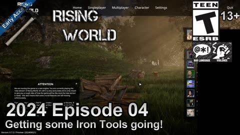 Rising World (Unity Version) (2024 Episode 04) Getting some Iron Tools going!