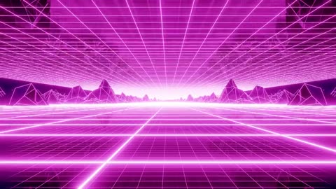 Cyberpunk style stage with neon grid floor