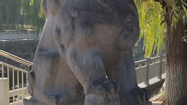 This stone lion is very fierce