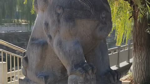 This stone lion is very fierce
