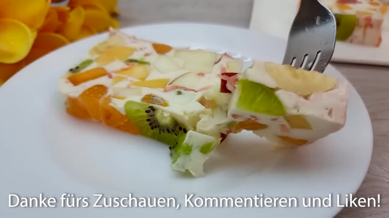 Only milk and fruit! Delicious and healthy dessert without gelatin and bake in 5 minutes