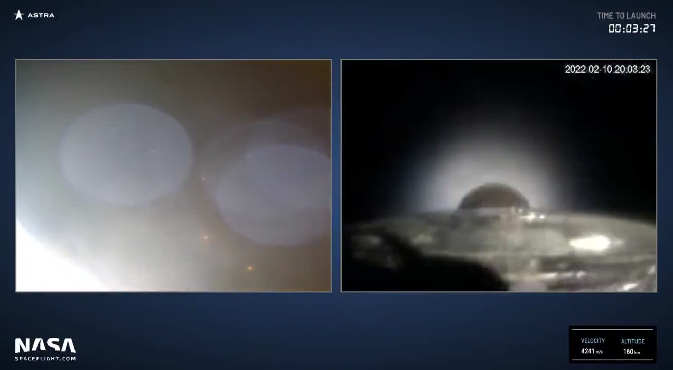 Replay of the second stage of Astra tumbling at ignition