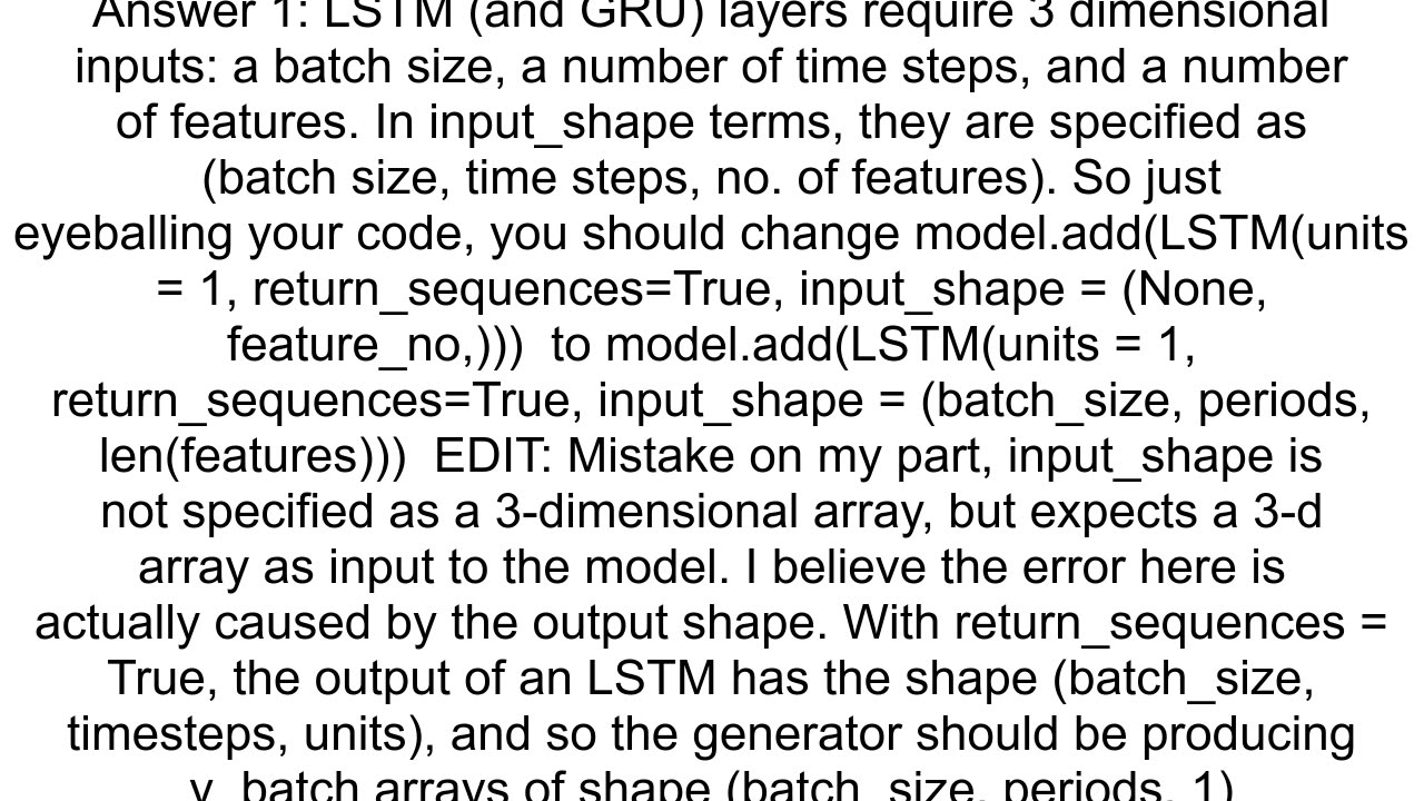 Keras LSTM model expected to have 3 dimensions but got array with 2