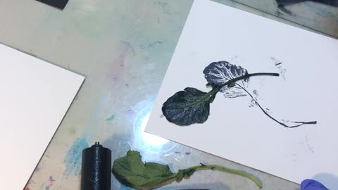 monoprinting- working with leaves