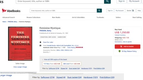 Outrageous, Overpriced Book Posts - The Feminine Mystique, Price Gouging Galore