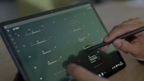 Checking the calendar on a tablet