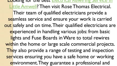 Best Electrical Rewiring Service in Little Amwell