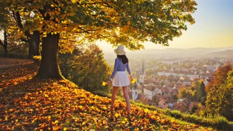 Autumn in Ljubljana Castle Garden, Slovenia