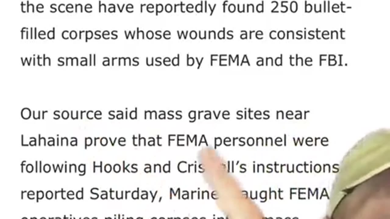 Maui Fire - FEMA deputy arrested for treason for deliberately withholding food and water....