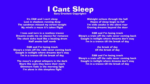I Cant Sleep Song