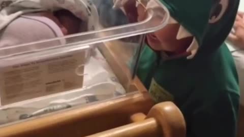 The first time he met his new brother