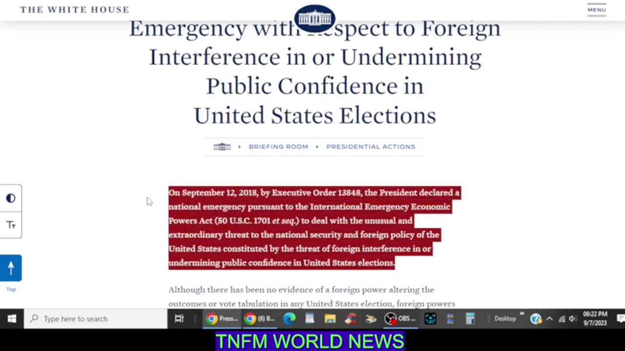 truthnotfictionmatters - 12 Sept 2018 EO 13848=EXTENDED BY BIDEN 2024!