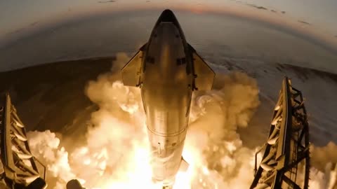 The View From Tower At Liftoff And Of Super Heavy Catch During Starship Test Flight