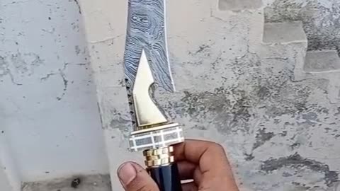 Custom handmade Damascus steel Bowie knife