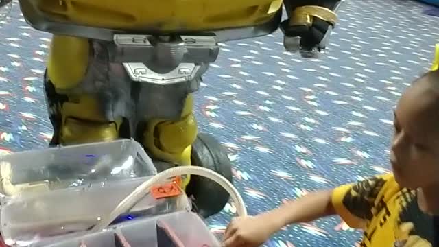 Defuse Megatron's bomb game at birthday party at bouncing bears in spring Texas with bumblebee