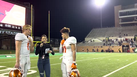 Celina QB Noah Bentley, RB/LB Gabe Gayton, & HC Bill Elliott talk about their Quarterfinal win
