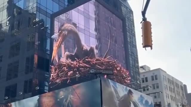 The film warms up in Times Square in advance
