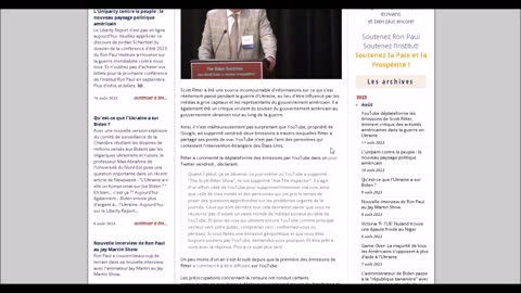 YOUTUBE BANNIT SCOTT RITTER, ex-inspecteur des armes aux Nations Unis devenu pro-russe