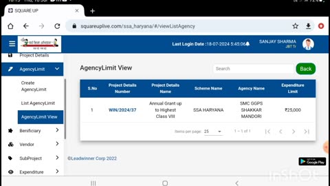 SQUARE UP HARYANA.VENDOR STATUS. VENDOR GROUPING.AGENCY LIMIT VIEW GRANT 4