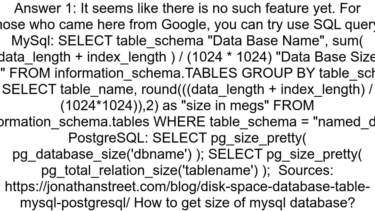 DataGrip How to get database and table size for MySQL database