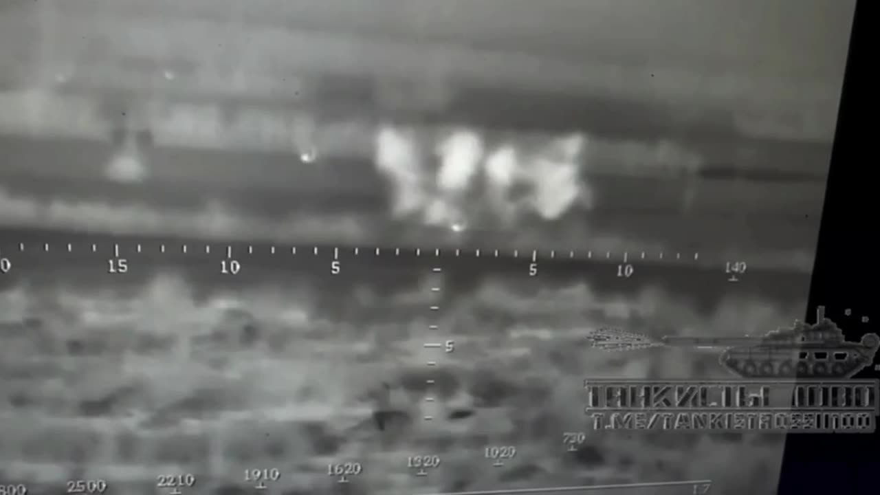Our tankers destroy a group of enemy infantry at night