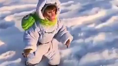 A monkey in Russia in winter.