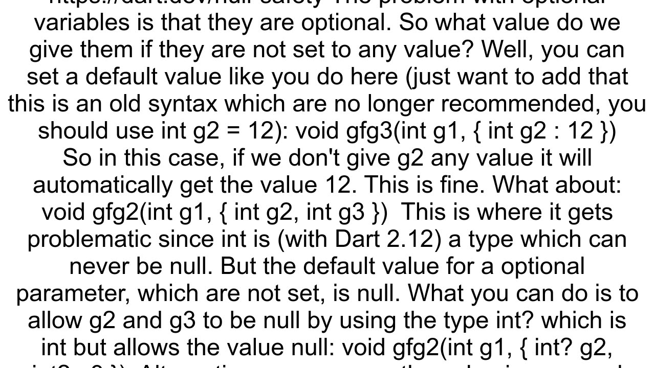 Functions with Optional Parameter dart