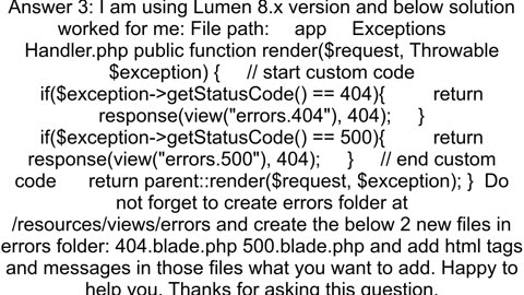 Custom 404 page in Lumen