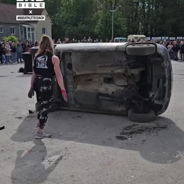 Incredible Strength as woman flips car 💪