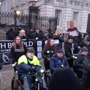 The jab injured and supporters hit Downing Street yesterday.