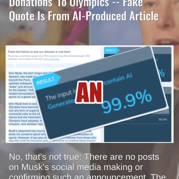 Fact Check: Elon Musk Did NOT Announce That He Would 'Stop All Donations' To Olympics -- AI/Satire