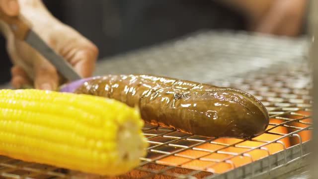Roasted eggplant and roasted corn