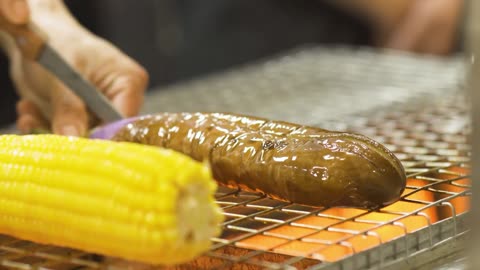 Roasted eggplant and roasted corn