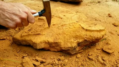 Carving the last letter into a landscape stone - Timelapse