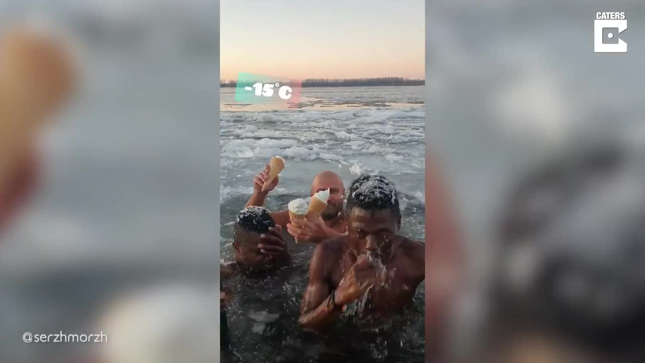 Man Swims In Freezing Russian Lakes