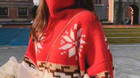 Christmas turtleneck sweater women